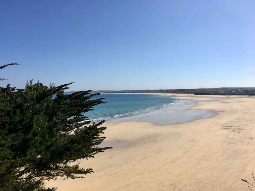 Porthkidney Beach in St Ives from Hawkes Point