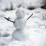 Snowman in Cornwall with twig arms