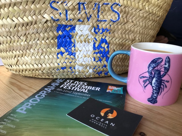 St Ives September Festival programme, cup and bag.