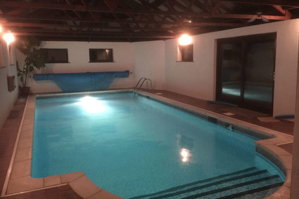 Turn O'Tide indoor swimming pool at night