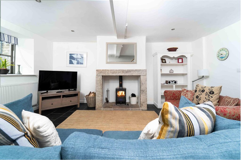 Quicks Cottage Living Room With Woodburner